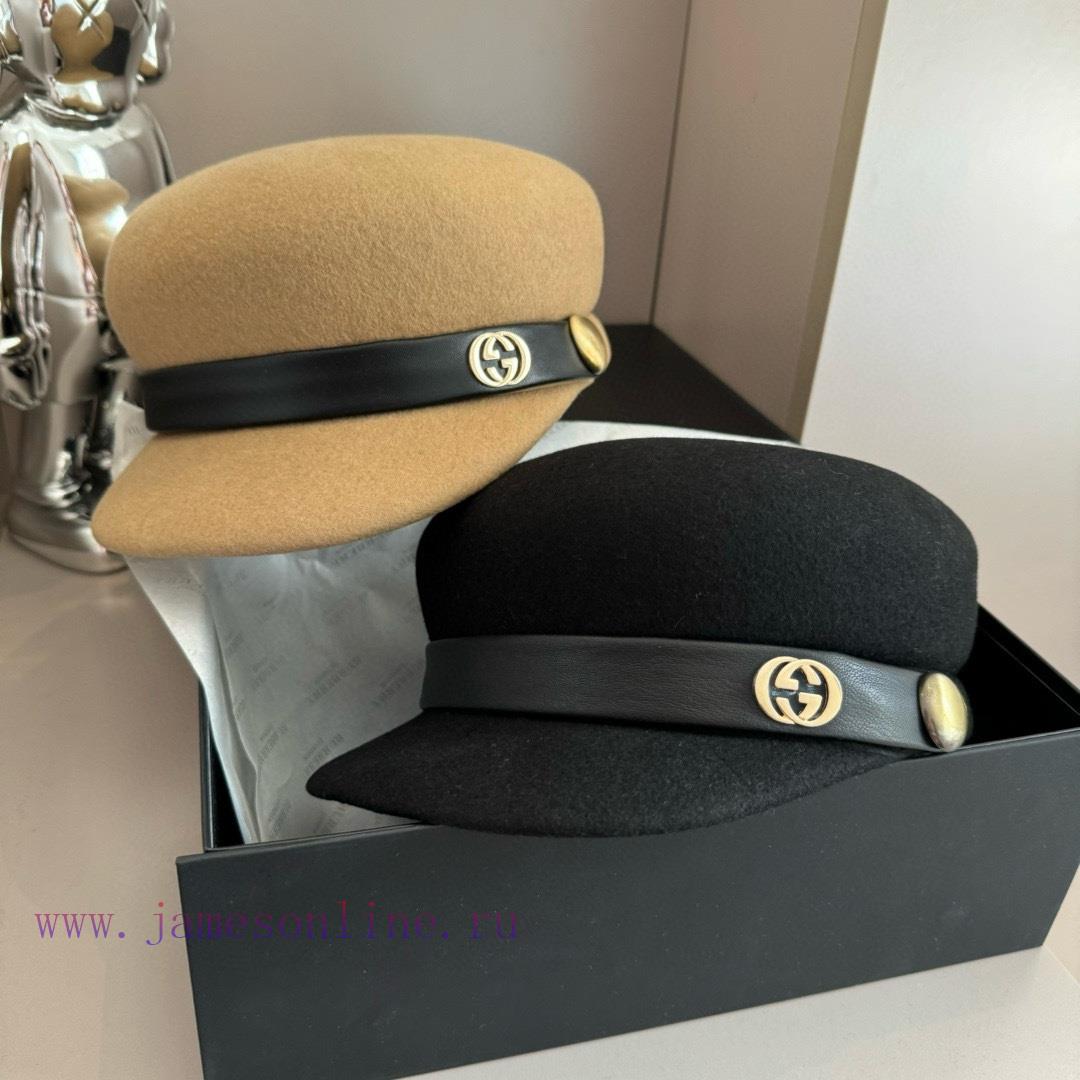 GucciGucci2024 Autumn/Winter New Wool Military Hat, 100% Wool ? Fabric head circumference 57cp0xl6ud - Image 11