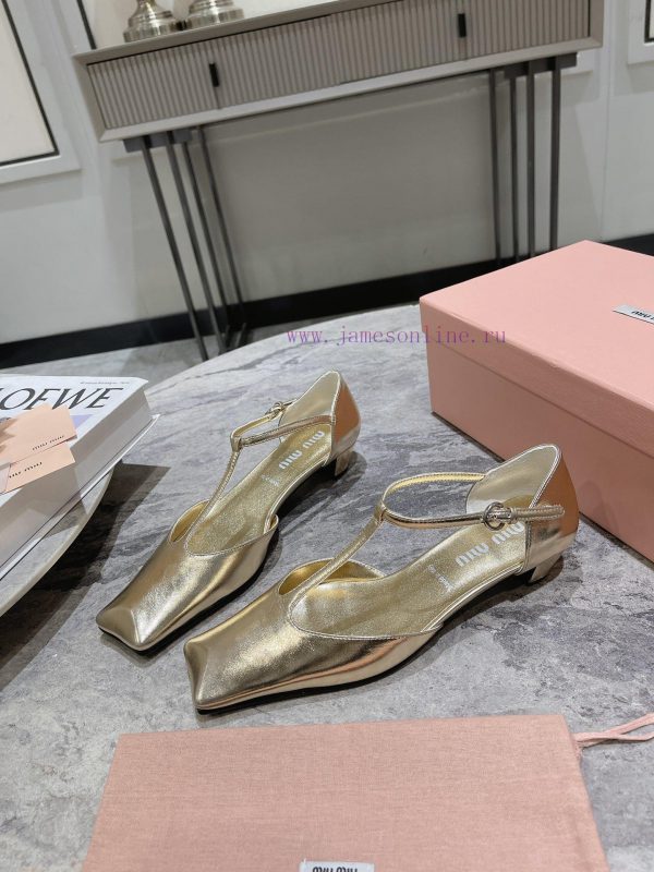 MIU MIU 24 Spring/Summer New Collection Retro Square Head Thick Heel Cool DragSimple yet claxi4chvqg - Image 5