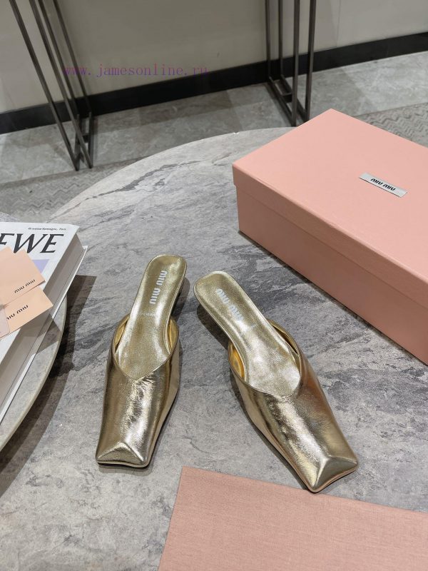 MIU MIU 24 Spring/Summer New Collection Retro Square Head Thick Heel Cool DragSimple yet claf3abk3ba - Image 3