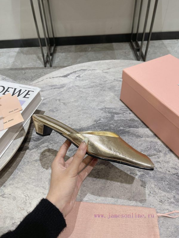 MIU MIU 24 Spring/Summer New Collection Retro Square Head Thick Heel Cool DragSimple yet claf3abk3ba - Image 9
