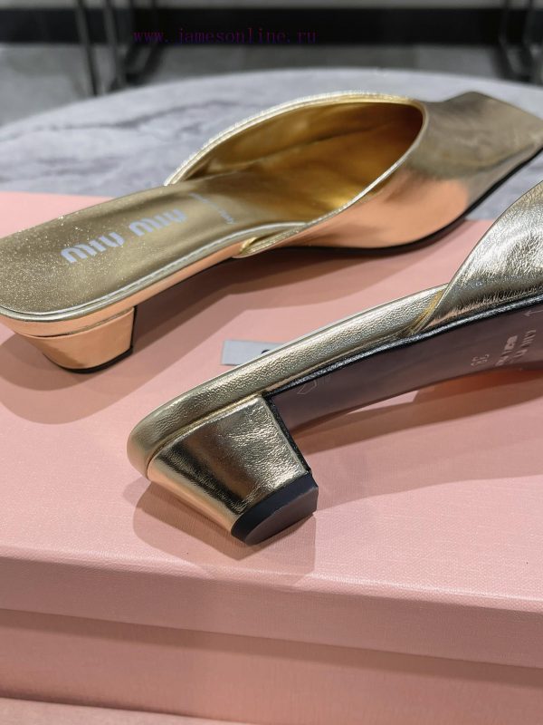 MIU MIU 24 Spring/Summer New Collection Retro Square Head Thick Heel Cool DragSimple yet claf3abk3ba - Image 10