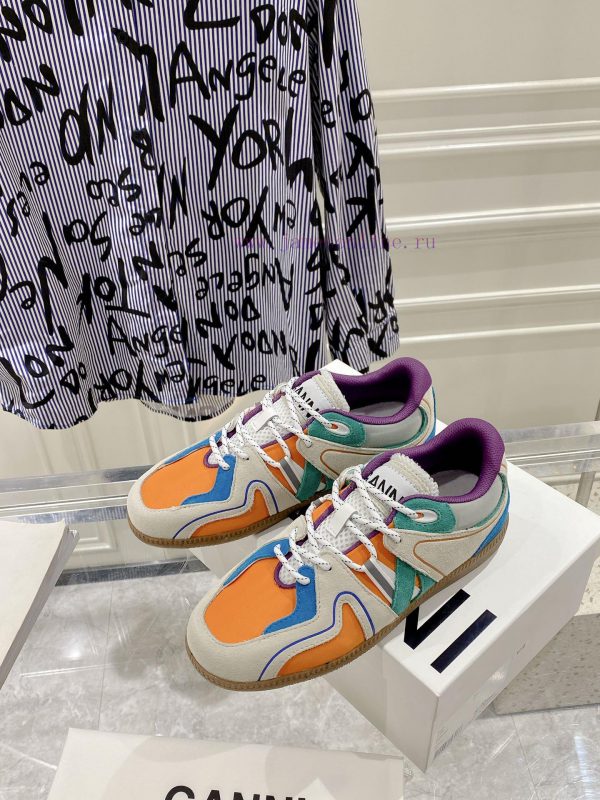 -- New Product Arrives -- GANNI Yang Mi's Same Style Color blocked Retro German Training Sho5hol57va - Image 5