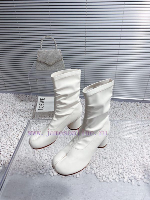 High qualityMaison Margiela MM6 new round heel pinch toe elastic boots and short bootsMaterionp0o3vr - Image 3