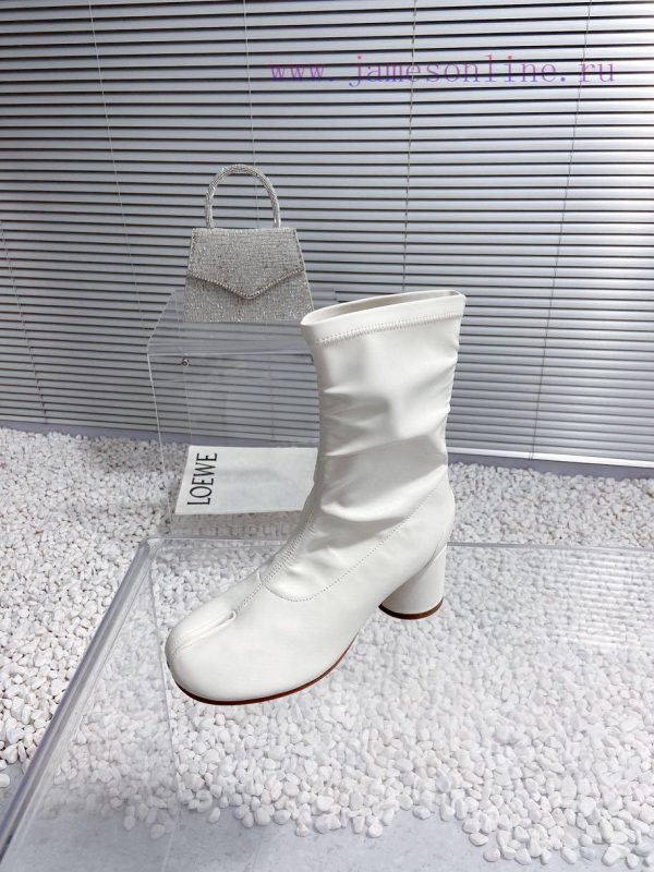 High qualityMaison Margiela MM6 new round heel pinch toe elastic boots and short bootsMaterionp0o3vr - Image 6