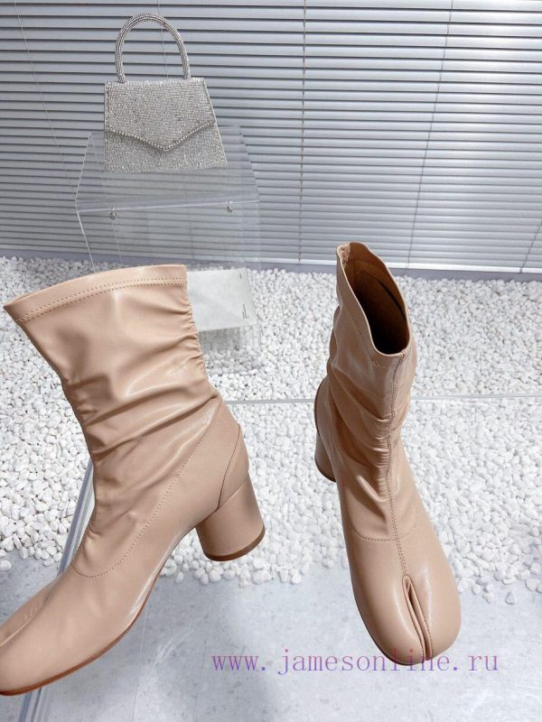 High qualityMaison Margiela MM6 new round heel pinch toe elastic boots and short bootsMateri0ymlwafn - Image 6