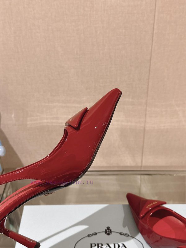 -24Ss Early Spring New Prada Stiletto Heel Back Air SandalsThis patent leather high-heeled sc9m971on - Image 9
