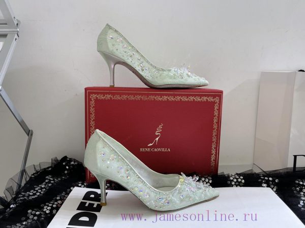 R ᴇɴᴇ C ᴀᴏᴠɪʟʟᴀ | 2023 ? Heavy Industry RC Crystal Gemstone Lace Heel Shoes Wedding Shoes Sehyavkh3o
