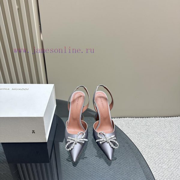 Amina Muaddi Sparkling Diamond Bow Beautiful Fashion ShoesAuthentic 11 Remastered Top Qualitxypoan40 - Image 3