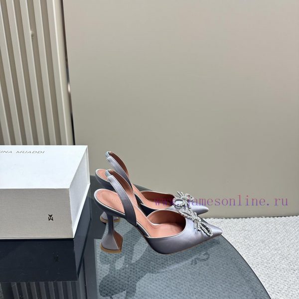Amina Muaddi Sparkling Diamond Bow Beautiful Fashion ShoesAuthentic 11 Remastered Top Qualitxypoan40 - Image 4