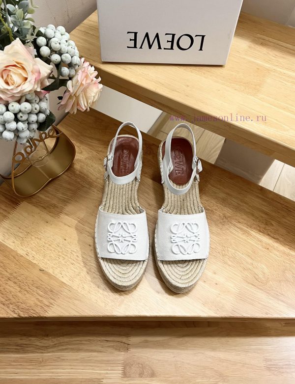 Brand LoeweLOEWE (Roewe) Slope heeled Fisherman's Shoes for Women, Canvas and Cow LeatherAnaccguju2r