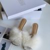 High quality Maison Margiela MM6 new slippersUpper mink fur lining sheepskin heel height 5.543ss1rbq