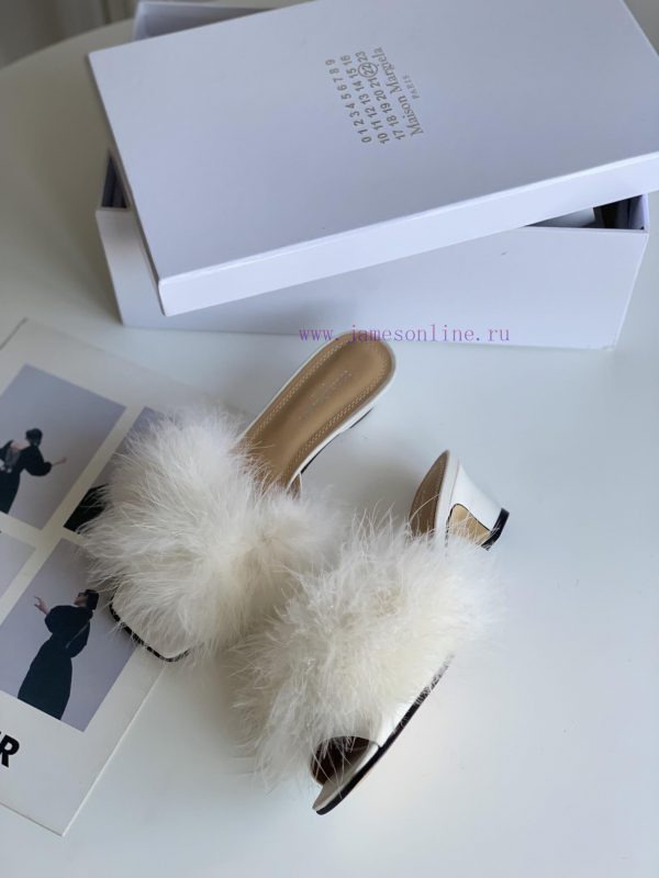 High quality Maison Margiela MM6 new slippersUpper mink fur lining sheepskin heel height 5.543ss1rbq - Image 5