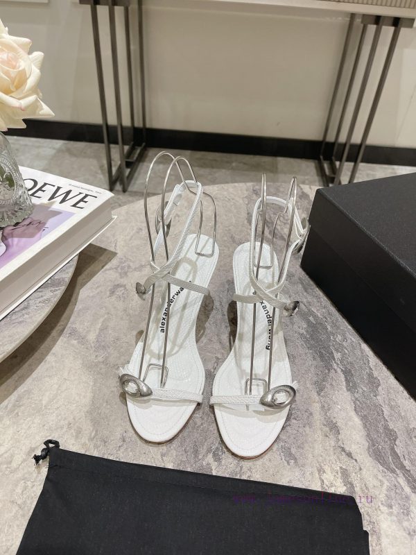 Alexander Wang's 24 Spring/Summer New Dome Middle Heel Sandals with Serpentine Pattern and Srvxv9pxm