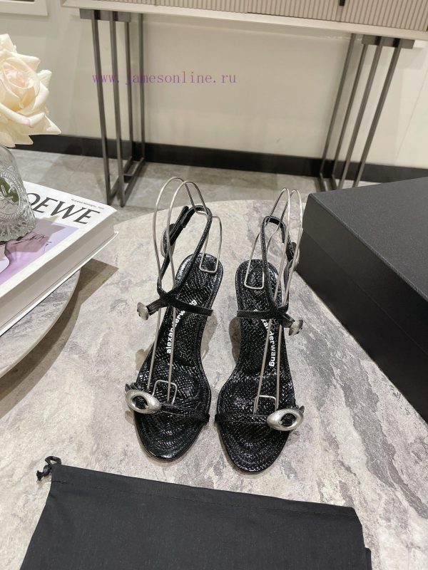 Alexander Wang's 24 Spring/Summer New Dome Middle Heel Sandals with Serpentine Pattern and Sf3t4ekea