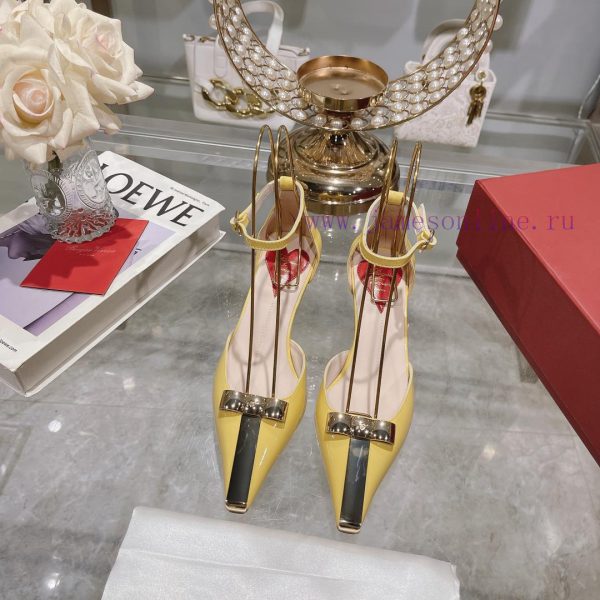 ????????? * 24 Early Spring New Cat Heel Shoes Virgule Diamond Buckle High Heel Rear Loop wicd9j9f73