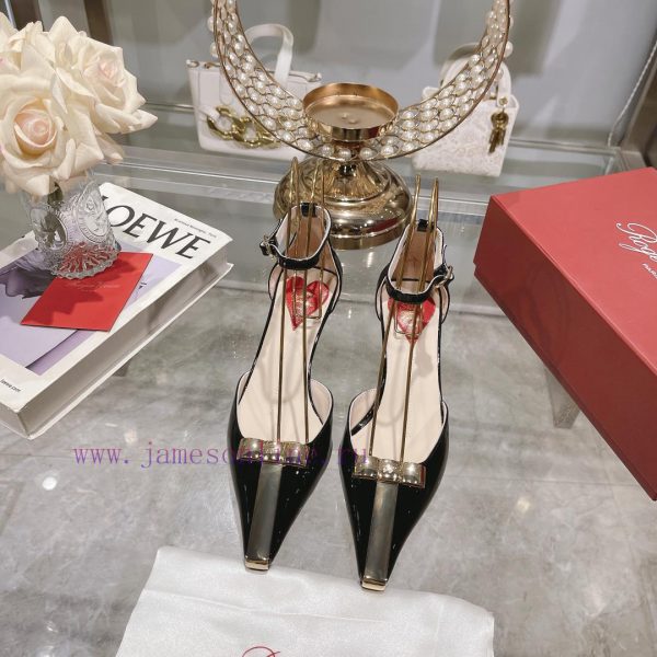 ????????? * 24 Early Spring New Cat Heel Shoes Virgule Diamond Buckle High Heel Rear Loop wiwjygf5tz