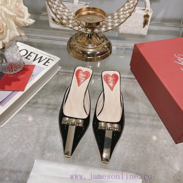 ????????? * 24 Early Spring New Cat Heel Shoes Virgule Diamond Buckle High Heel Rear Loop wi6v7d6hnd