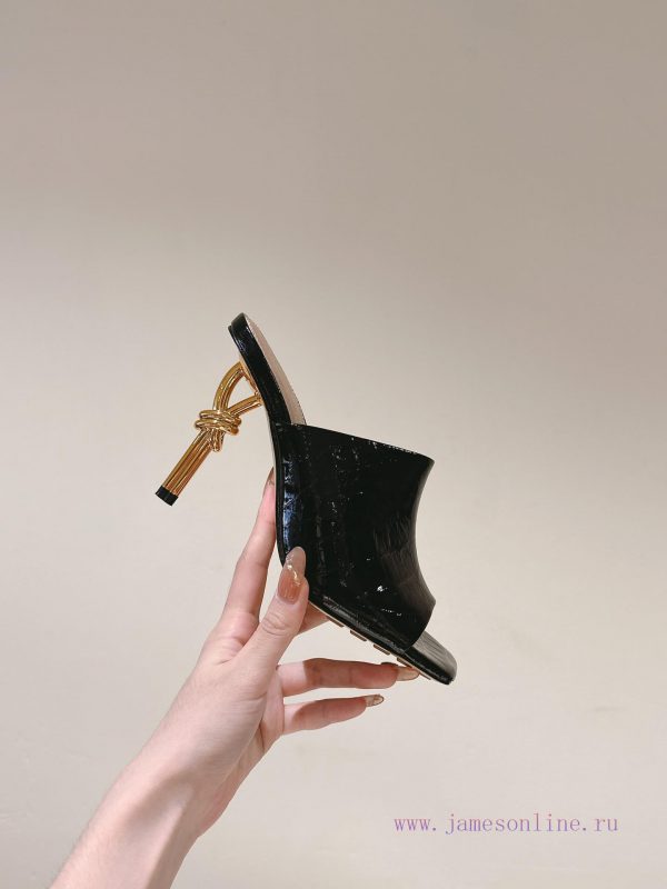 | ²⁰²4 ??  ?? BV Knot series metal heel slippers with high heels~Original version and 8.5 1:k77554iy - Image 9