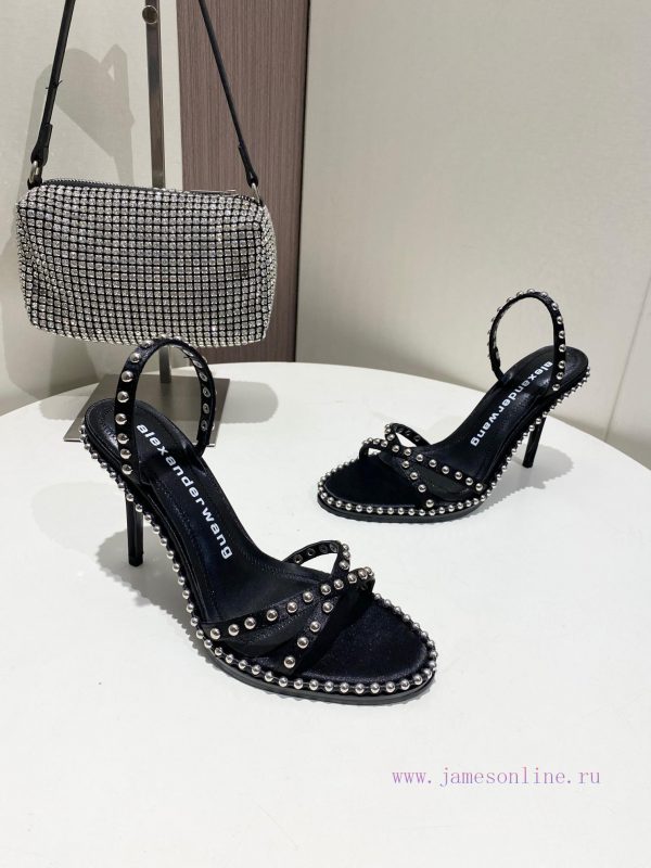 Alexander Wang Spring/Summer King High Quality High Heel Sandals Original logo with white leavrntqjp