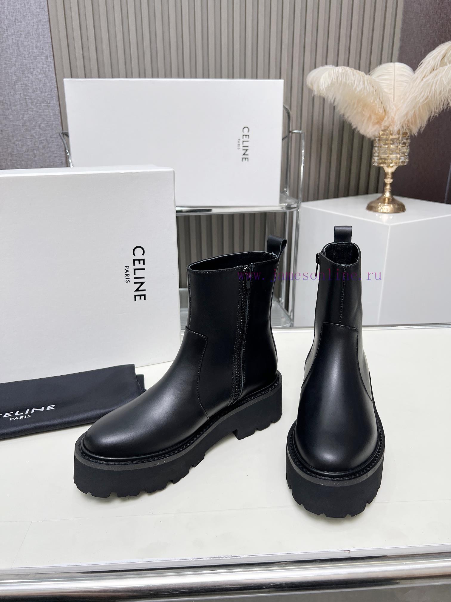 amazon ελλαδα παπουτσια | Celine 2024 Triumphal Arch Fashion Versatile Comfortable Thick Soled Boots Fabric Head Layer Co lkway83k | αγγλικα νουμερα παπουτσια - Image 6