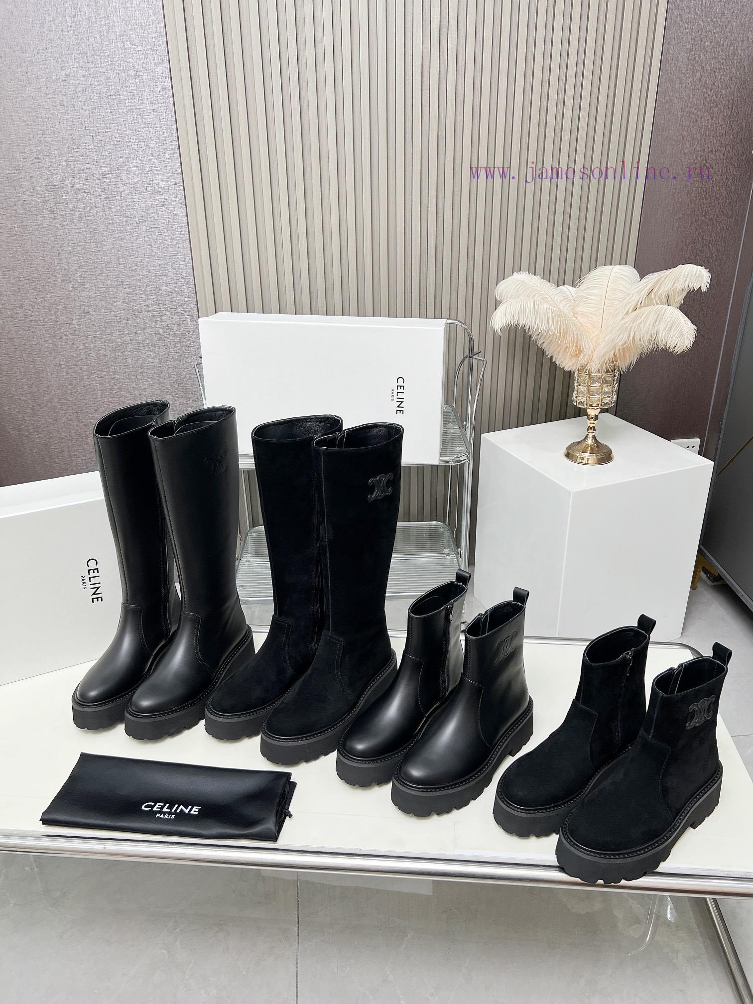 amazon ελλαδα παπουτσια | Celine 2024 Triumphal Arch Fashion Versatile Comfortable Thick Soled Boots Fabric Head Layer Co lkway83k | αγγλικα νουμερα παπουτσια - Image 10